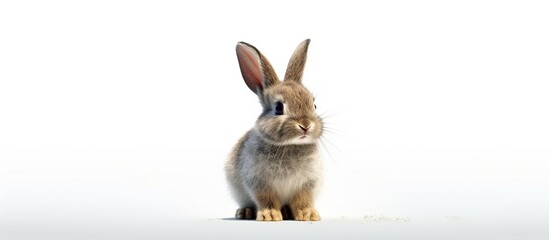 Obraz premium cute rabbit with light brown fur on a white background