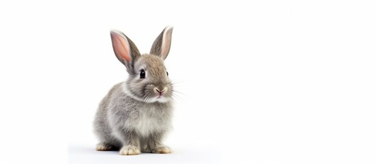 Obraz premium cute rabbit with light brown fur on a white background