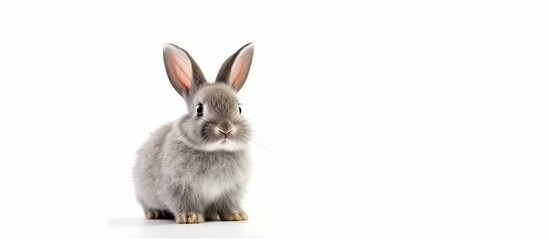 Fototapeta premium cute rabbit with light brown fur on a white background