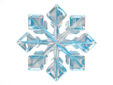 Snowflake cutout. Isolated snowflake crystal. Winter concept.