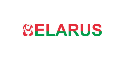 Letters Belarus in the style of the country flag. Belarus word in national flag style.