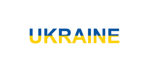Letters Ukraine in the style of the country flag. Ukraine word in national flag style.