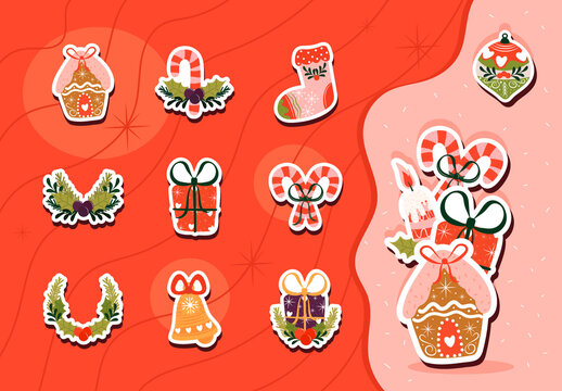 Festive Christmas Gingerbread and Holiday Sticker Set