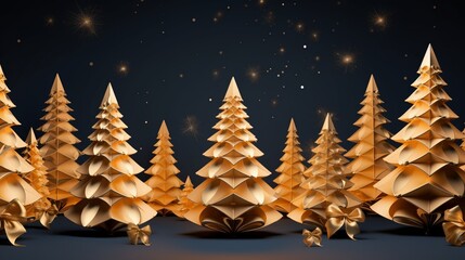 golden Christmas tree background
