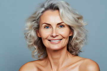 Beautiful woman in her fifties for natural beauty and skincare 