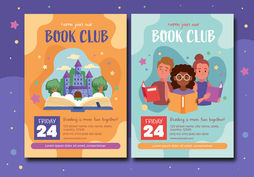 Colorful Book Club Flyer Layout