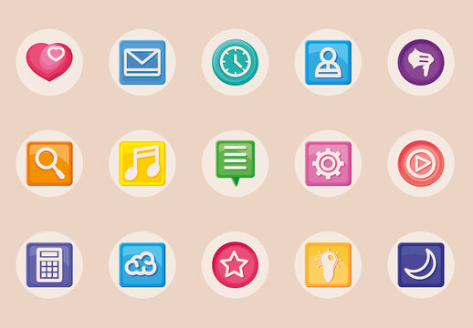 Beige and Colorful App Icons Set Modern Gradient Design