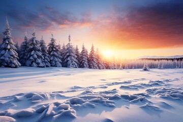 Winter Morning: A Scenic Capture of Frosty Landscape, Brilliant Sunrise, and Fresh Air
