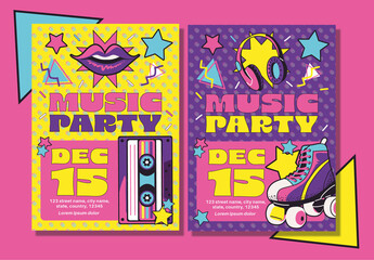 Pop Art Music Party Flyer Layout