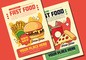 Retro Fast Food Restaurant Flyer Layout
