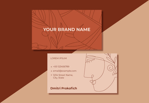 Terracotta and Beige Minimalist Business Card Template