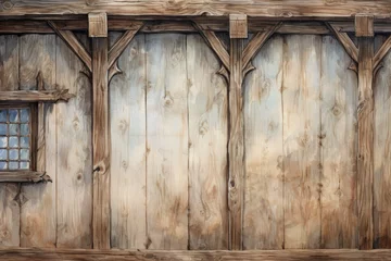 Wall murals Old door old wooden wall made of vertical boards and struts, plank surface texture
