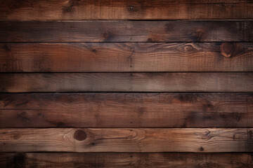 Fototapeta premium Horizontal wooden plank wall made of weathered dark maple stock, surface material texture
