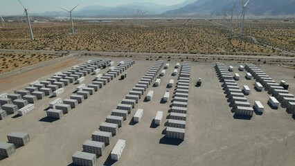 Battery storage array at power plant in the desert near Palm Springs