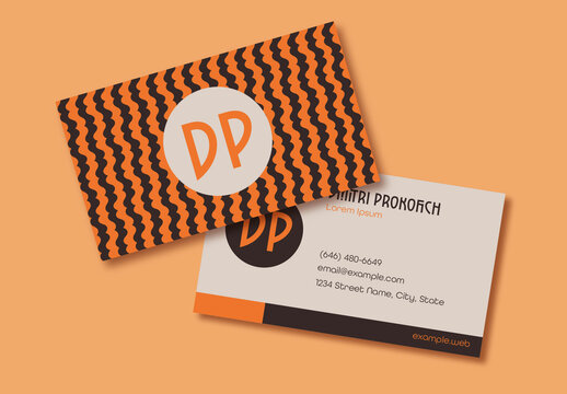 Retro Wavy Pattern Business Card Template