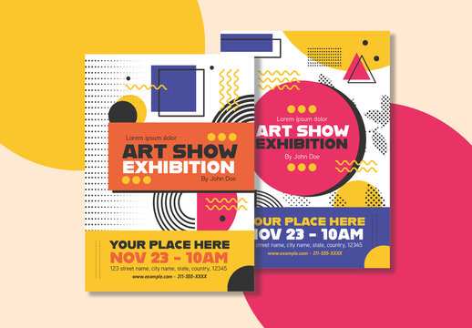Modern Geometric Art Exhibition Flyer Template