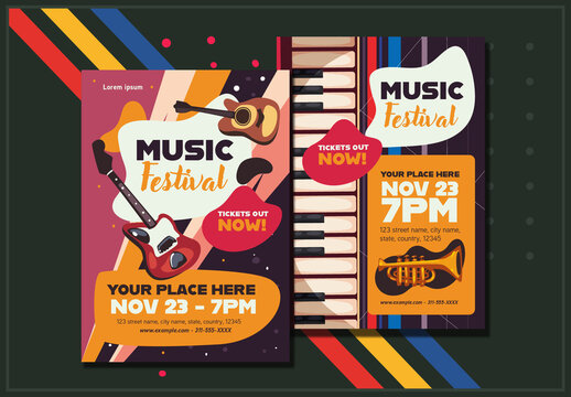 Colorful Modern Music Festival Event Flyer Template