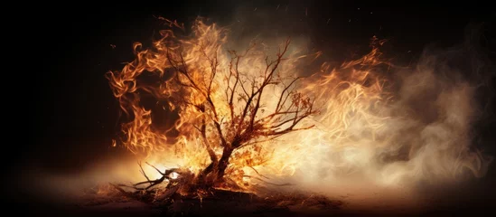 Foto op Aluminium A depiction of a flaming thorny bush representing the Christian faith © AkuAku