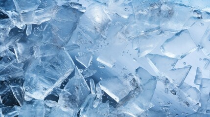Cracked ice background, top view angle