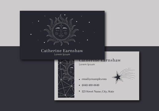 Minimalist Celestial Sun and Moon Business Card Template
