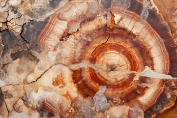 Petrified wooden rings texture, natural spiral pattern