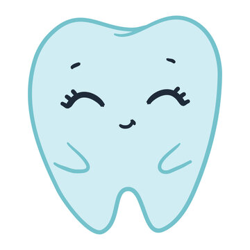 happy tooth vector illustration. Cartoon dental character. Cute dentist mascot