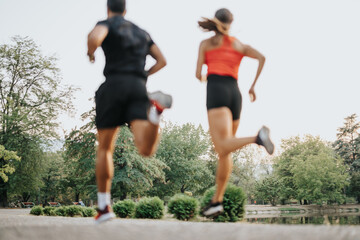 Active Couple Exercising Together in Park