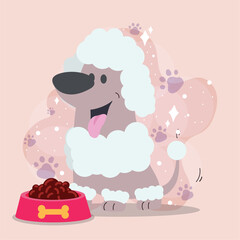 Cute french poodle dog cartoon character Vector