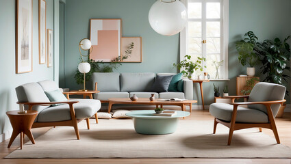 Elegant Fusion: Mid-Century Modern Scandi Living Room