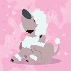 Cute scratching french poodle dog cartoon character Vector