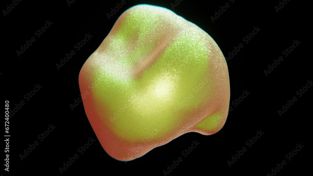 Poster abstract animation of orange red and yellow gradient 3d morphing and rotating shape with glitter tex