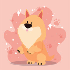 Cute happy dog cartoon character Vector