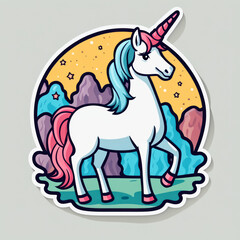 Obraz premium funny sticker einhorn, generated image