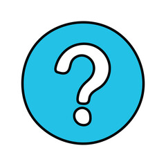 Hand-drawn cartoon doodle icon question mark on a white background.
