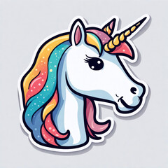 Fototapeta premium funny sticker einhorn, generated image