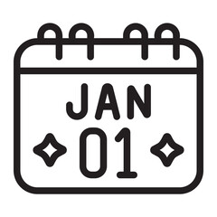 1 january line icon