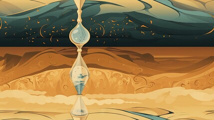  a digital painting of a desert scene with a water drop in the foreground and a mountain in the background.  generative ai