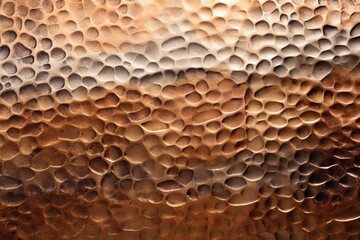 Close-Up Lustrous Artistry of Aged Hammered Copper's Texture, Shines with Elegance