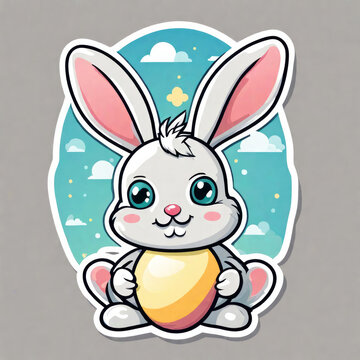 funny sticker Osterhase, generated image, 