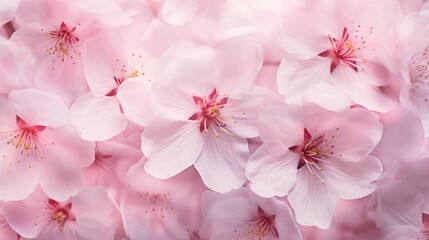 A close up of a bunch of pink flowers. Sakura, cherry blossoms.