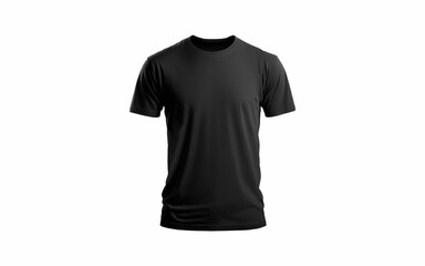 3D rendering of a black t-shirt isolated on a white background.