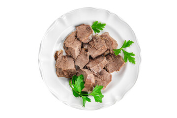tongue pork meat cooked fresh meal eating cooking appetizer food snack on the table copy space food background rustic top view
