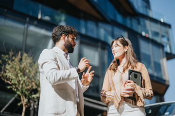 Business Leaders Collaborating on Strategic Planning in Urban Environment