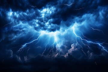Lightning in the dark stormy sky. 3D illustration.