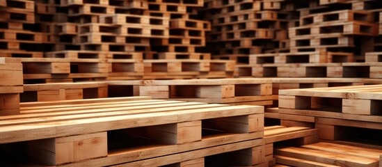 A visual representation created by a computer of multiple wooden pallets stacked on top of each other