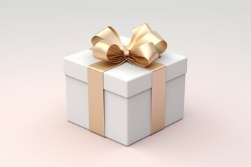 Obraz premium A white gift box with a gold bow.