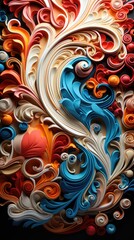 A close up of a colorful paper art. AI image.
