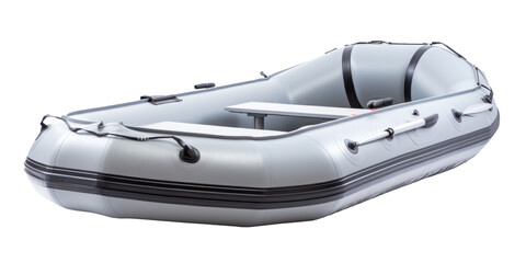 gray inflatable boat, png file of isolated cutout object on transparent background - obrazy, fototapety, plakaty