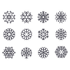 Snowflake Line Icons vector design - obrazy, fototapety, plakaty