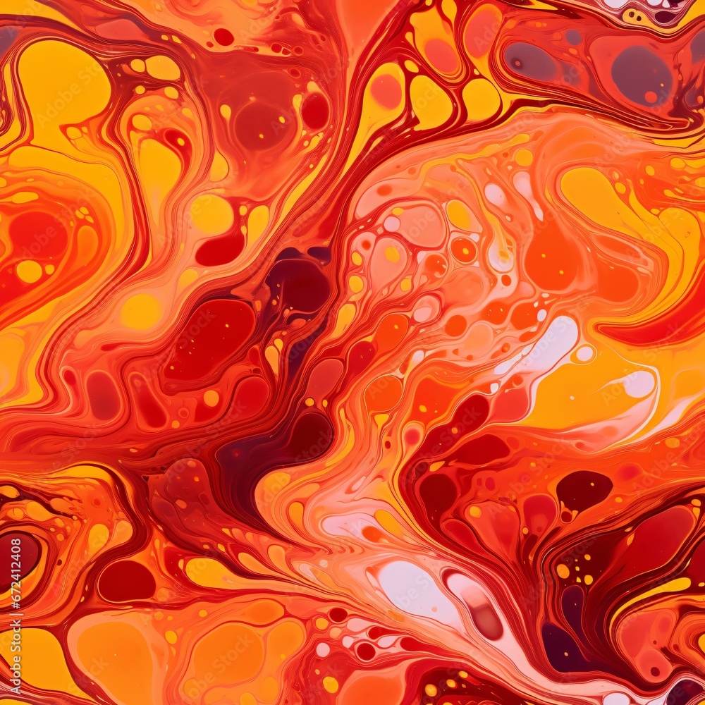 Poster lava and magma flow of reds and oranges. seamless pattern. organic fluid art. design for autumnal de